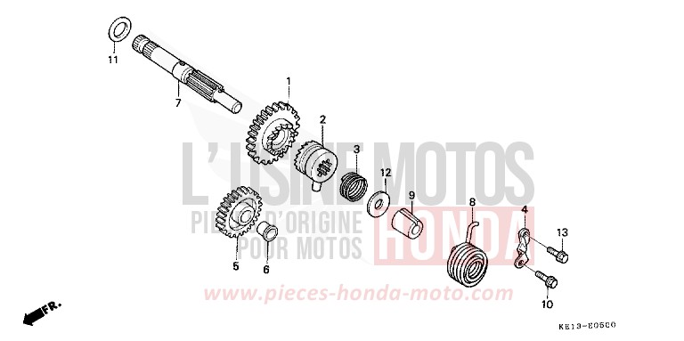 AXE DE KICKSTARTER de MTX125R EXCEL BLACK (NH57) 1985