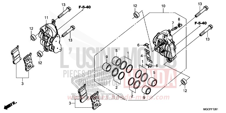 VORDERRAD-BREMSSATTEL (CB1100NA/NAD) de CB1100 MAT BETA SILVER METALLIC (NHC08) 2019