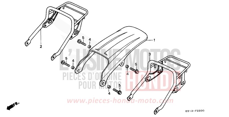 GARDE-BOUE ARRIERE de MTX125R SHASTA WHITE (NH138) 1985