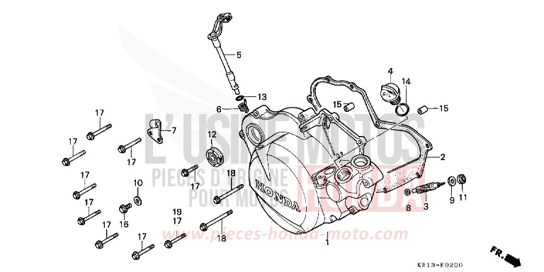 PANNEAU CARTER-MOTEUR D. de MTX125R NOIR (NH1) 1987