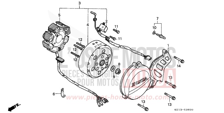 PANNEAU CARTER-MOTEUR G./ GENERATRICE de MTX125R EXCEL BLACK (NH57) 1987