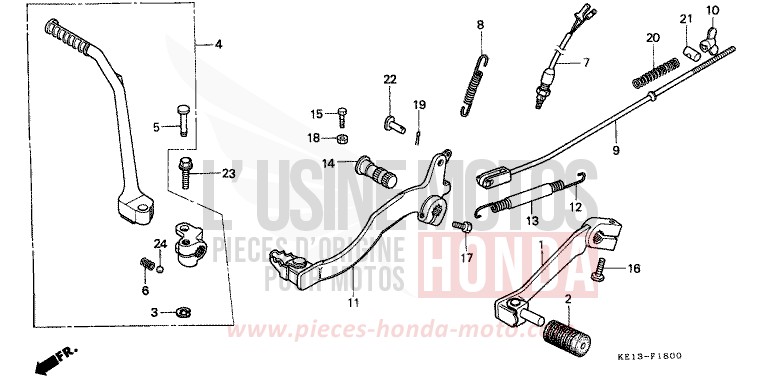 PEDALE DE CHANGEMENT/PEDALE DE FREIN/BIE. DE DEMARREUR DE KICK de MTX125R FLASH RED (R119) 1987