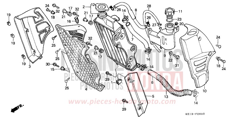 RADIATEUR de MTX125R FLASH RED (R119) 1987