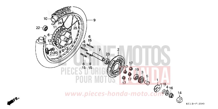 ROUE ARRIERE de MTX125R ROSS WHITE (NH196) 1987