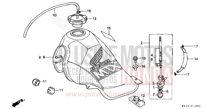 RESERVOIR A CARBURANT de MTX125R SHASTA WHITE (NH138) 1987