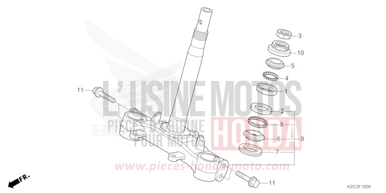 TIGE DE DIRECTION de NSC110 CANDY NOBLE RED (R350) 2021