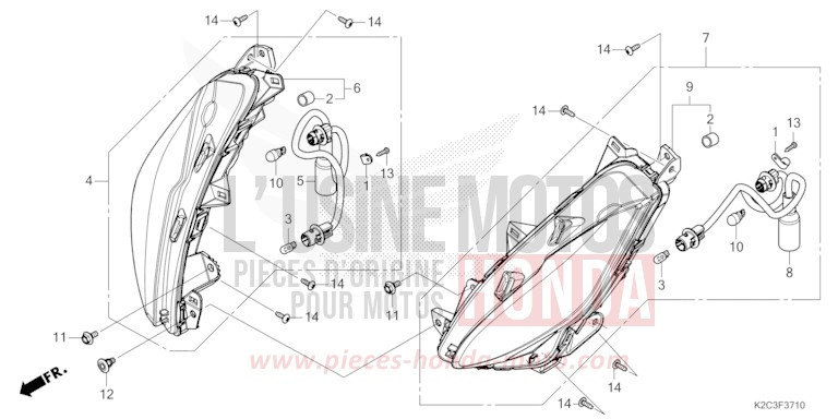 CLIGNOTANT AVANT de NSC110 CANDY NOBLE RED (R350) 2021