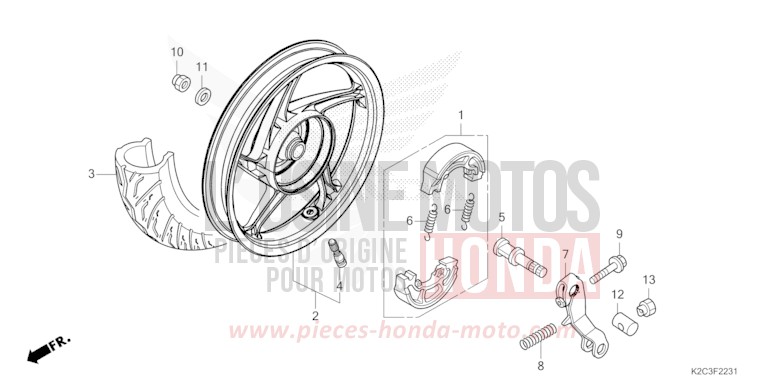ROUE ARRIERE (NSC110-E,ED,RU) de NSC110 MAT GALAXY BLACK METALLIC (NHA76) 2021