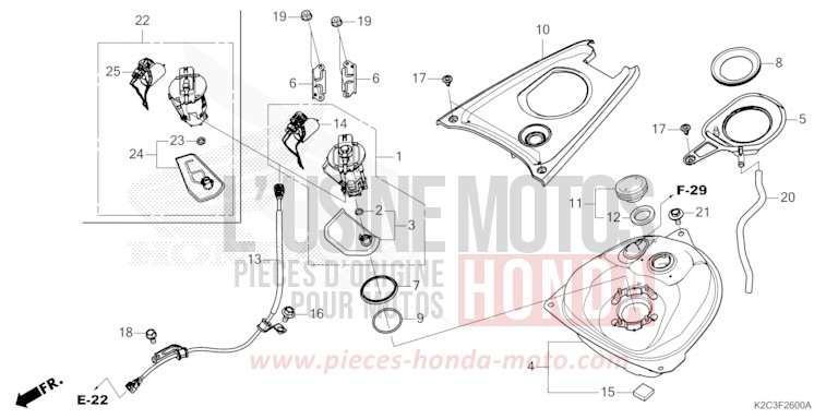 RESERVOIR A CARBURANT/POMPE A CARBURANT de NSC110 MAT SUIT BLUE METALLIC (PB434) 2023