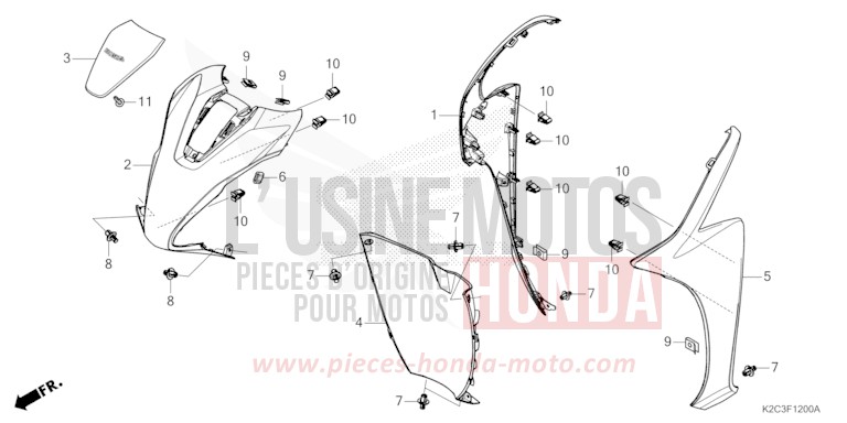 GAINE DE PROTECTION AVANT de NSC110 PEARL JUPITER GRAY (NHC60) 2023