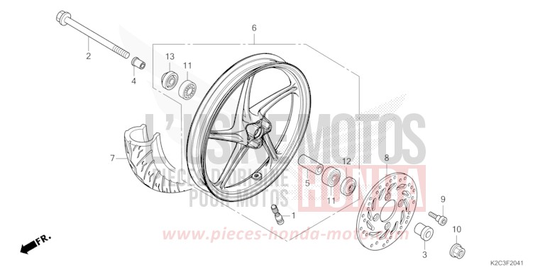 ROUE AVANT (NSC110-E,ED,RU) de NSC110 PEARL JUPITER GRAY (NHC60) 2023