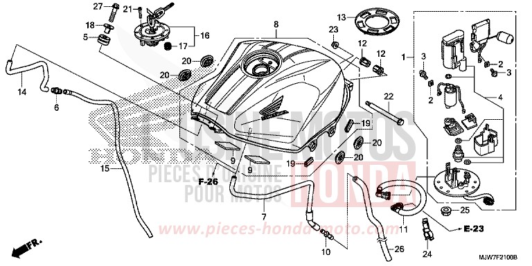 RESERVOIR A CARBURANT/POMPE A CARBURANT de CB500F ROSS WHITE (NH196) 2016