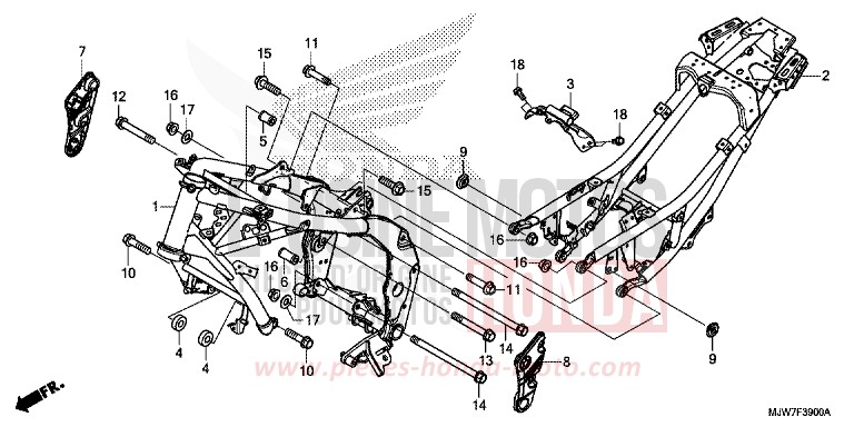 CARROSSERIE DE CHASSIS de CB500F ROSS WHITE (NH196) de 2016