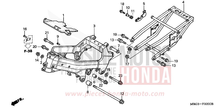 CARROSSERIE DE CHASSIS de VFR800F PEARL SHINING YELLOW (Y124) de 1999