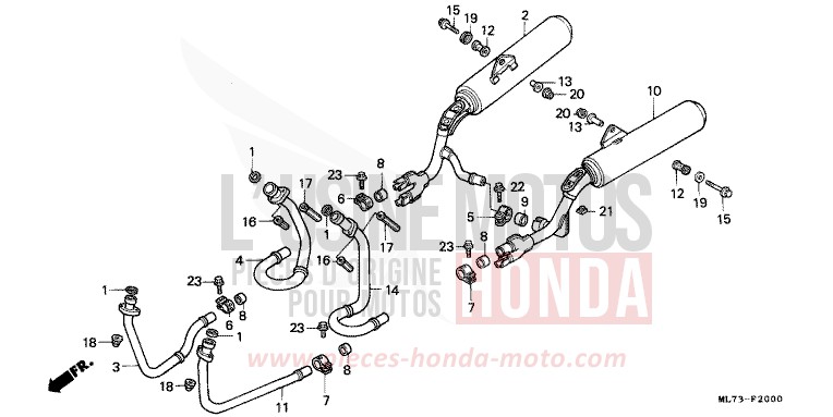 SILENCIEUX D'ECHAPPEMENT (1) de VFR750F SHASTA WHITE (NH138) de 1987
