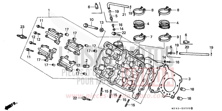 CULASSE (AVANT) de VFR750F ITALIAN RED (R157) 1992