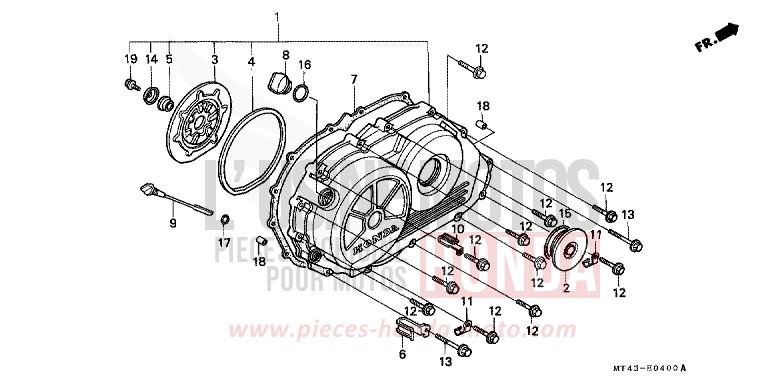 PANNEAU CARTER-MOTEUR D. de VFR750F ITALIAN RED (R157) 1992