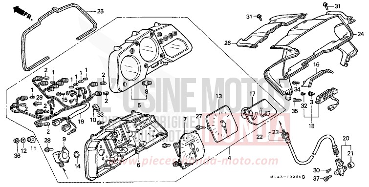 COMPTEUR (VFR750FL/FM/FN/FP) de VFR750F ITALIAN RED (R157) de 1992