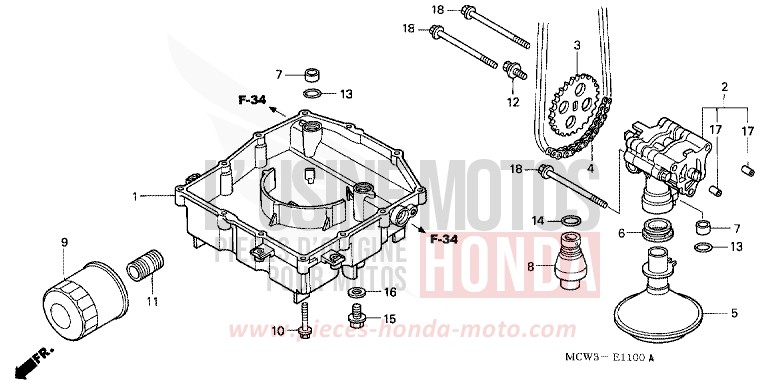 POMPE A HUILE de VFR800F WINNING RED (R258) 2005