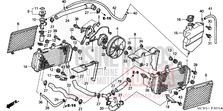 RADIATEUR de VFR800F WINNING RED (R258) 2005