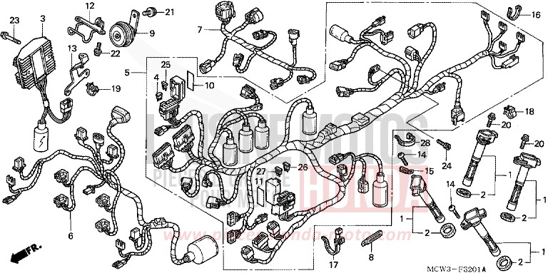 FAISCEAU DES FILS (VFR800A) de VFR800F FORCE SILVER METALLIC (NH411) 2003