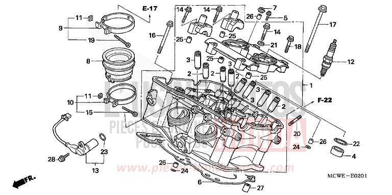 CULASSE (ARRIERE) de VFR800F PEARL SUNBEAM WHITE (NHA66B) 2009
