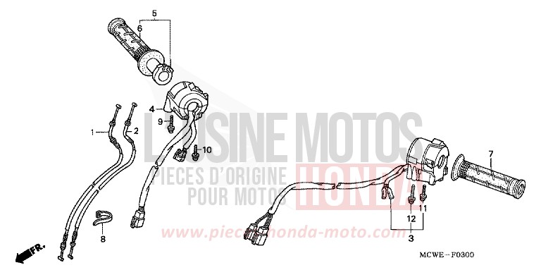 COMMUTATEUR/CABLE de VFR800F PEARL SUNBEAM WHITE (NHA66B) 2009