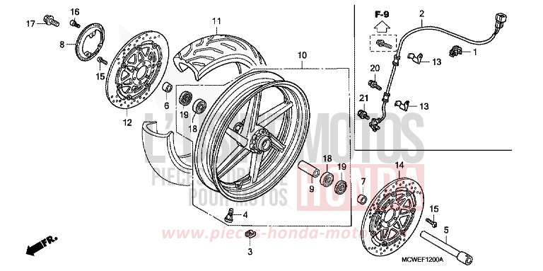 ROUE AVANT de VFR800F PEARL SUNBEAM WHITE (NHA66B) 2009
