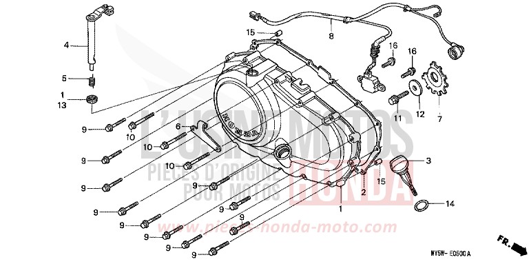 PANNEAU CARTER-MOTEUR D. de CB500F RADIANT RED METALLIC (R218K) de 1999