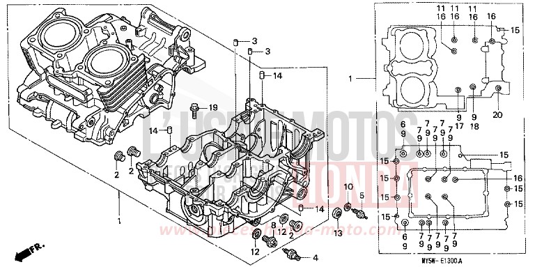 CARTER MOTEUR de CB500F RADIANT RED METALLIC (R218K) de 1999