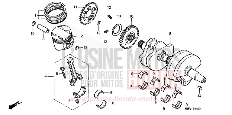 VILEBREQUIN/PISTON de CB500F RADIANT RED METALLIC (R218K) de 1999