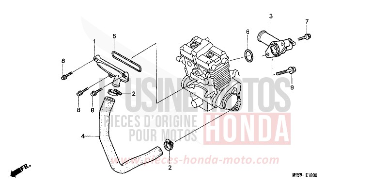 TUYAU D'EAU de CB500F RADIANT RED METALLIC (R218K) de 1999