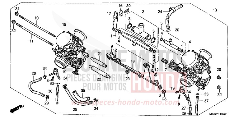 CARBURATEUR (ENS.) de CB500F RADIANT RED METALLIC (R218K) de 1999