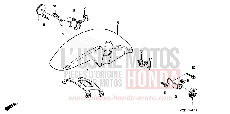 AILE AVANT de CB500F RADIANT RED METALLIC (R218K) de 1999