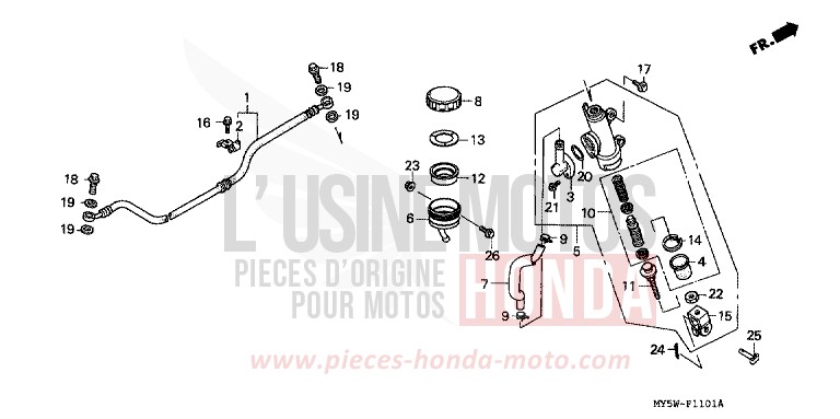 MAITRE-CYLINDRE FREIN AR. CYLINDRE (2) de CB500F RADIANT RED METALLIC (R218K) de 1999
