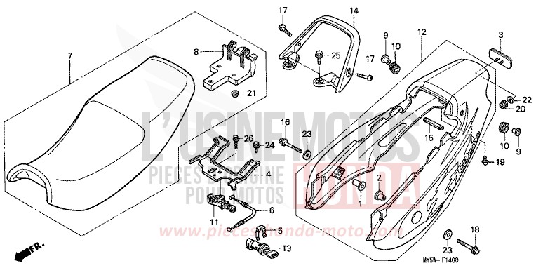 SIEGE de CB500F RADIANT RED METALLIC (R218K) de 1999