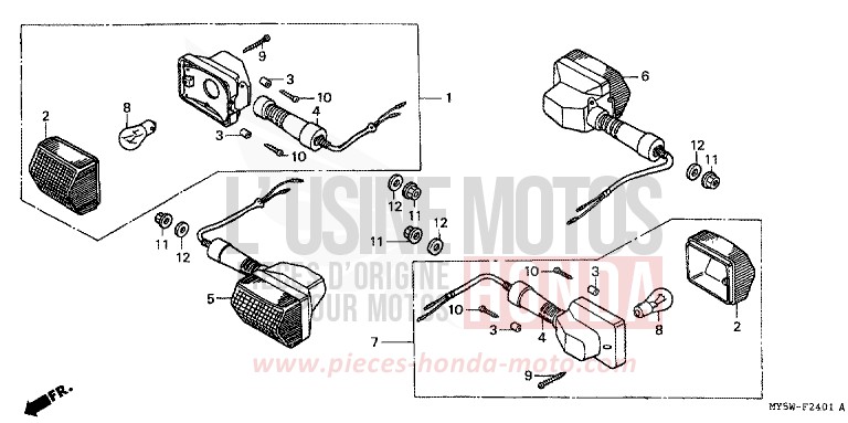 CLIGNOTANT (2) de CB500F RADIANT RED METALLIC (R218K) de 1999