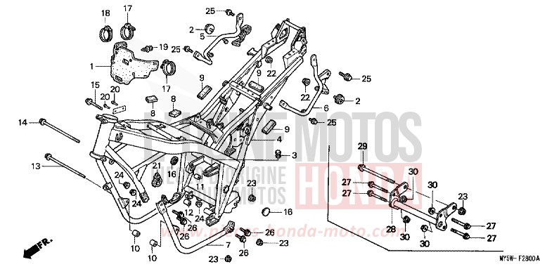 CARROSSERIE DE CHASSIS de CB500F RADIANT RED METALLIC (R218K) de 1999