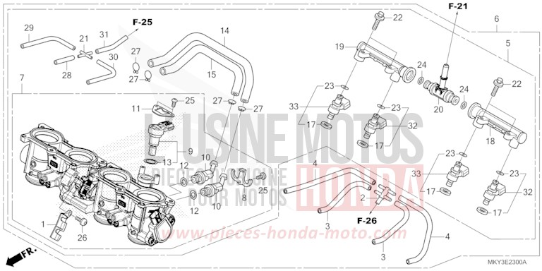 CORPS DE PAPILLON de CB650R MAT GUNPOWDER BLACK METALLIC (NH436) 2023