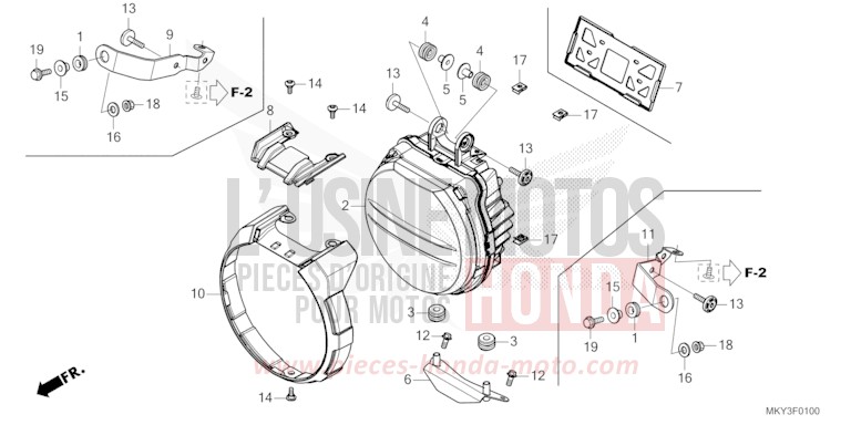 PROJECTEUR (CB650RA) de CB650R MAT GUNPOWDER BLACK METALLIC (NH436) 2023