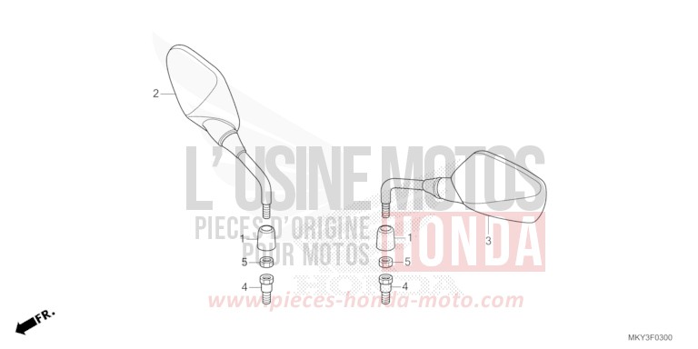 MIROIR (CB650RA) de CB650R MAT GUNPOWDER BLACK METALLIC (NH436) 2023