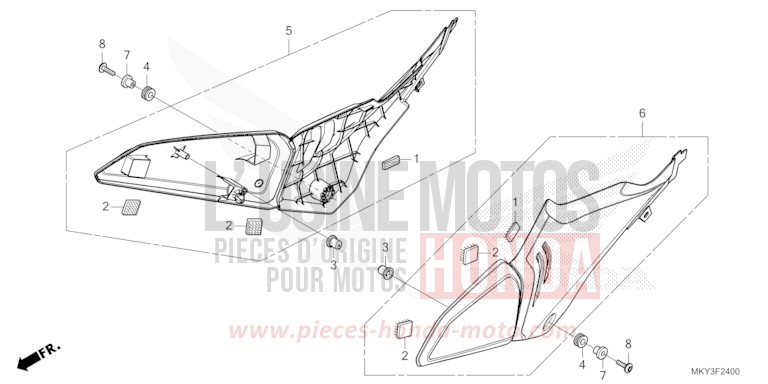COUVERCLE LATERAL de CB650R CANDY CHROMOSPHERE RED (R381) 2023