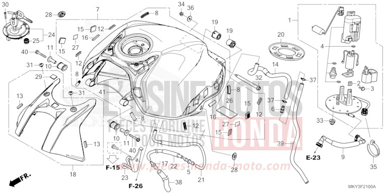 RESERVOIR A CARBURANT de CB650R MAT DIM GRAY METALLIC (NHC34) 2023