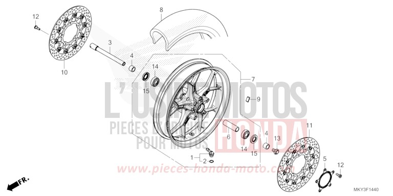 ROUE AVANT de CB650R MAT GUNPOWDER BLACK METALLIC (NH436) 2023