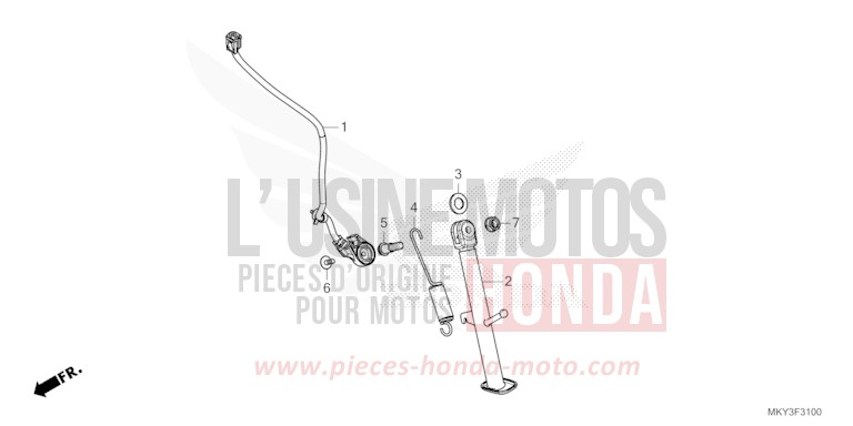 BEQUILLE LATERALE de CB650R CANDY CHROMOSPHERE RED (R381) 2023