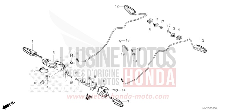 CLIGNOTANT (CB650RA) de CB650R MAT DIM GRAY METALLIC (NHC34) 2023