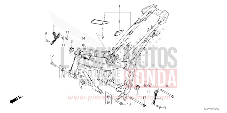 CARROSSERIE DE CHASSIS de CB650R MAT DIM GRAY METALLIC (NHC34) 2023