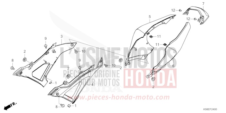 COUVERCLE LATERAL de CB125R MAT GUNPOWDER BLACK METALLIC (NH436) 2023