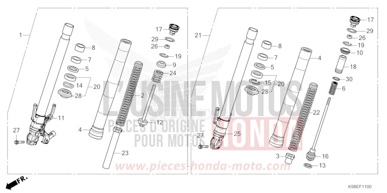 FOURCHETTE AVANT de CB125R MAT JEANS BLUE MATALLIC (PB417) 2023