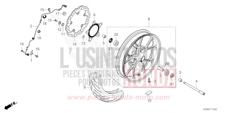 ROUE AVANT de CB125R MAT JEANS BLUE MATALLIC (PB417) 2023